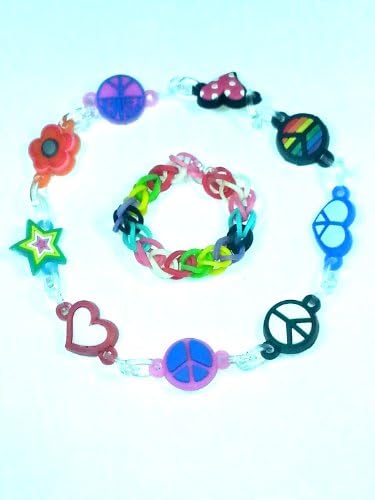 2-Clip Connector Charms for Rainbow Loom Bracelets (Pack of 9) (Love & Peace Pack)