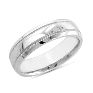 6mm Comfort-Fit Milgrain Edge Wedding Band Ring
