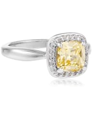 Myia Passiello "Cushion" Cut Canary Swarovski Zirconia Halo Ring