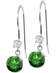 1.26 Ct Round Green Diamond White Topaz 14K White Gold Earrings