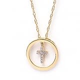14KYG Diamond Cross Pendant