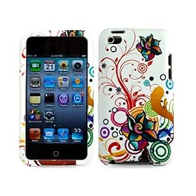 Diff�rents Designs de Coques de protection pour nouveau Ipod Touch 4� G�n�ration avec Camera convient pour 8Go 32Go 64Go (Fleur Blanche)