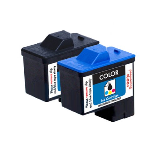 2 Pack Dell T0529 T0530 Compatible Ink Cartridges (1BK, 1CLR)