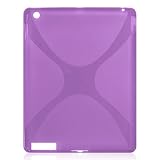 【ipad2専用】 TPU素材　X柄　iPad2　ケース　【TPU カバー、ケース】　アップル iPad2 専用ケース　【液晶保護付き　スクリーンプロテクター付き】 パープル