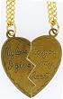 Heart Pendant My Love to You, I Give My Heart ,2 18" Necklaces 14k Old Gold Tone Plated