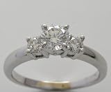 14k White Gold Three Stone Diamond Ring