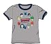 Search : The Justice League Justice Head Circle Adult Ringer S/S T-shirt in Heather/Navy by DC Comics