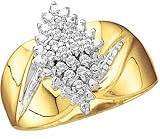 Diamond Cluster Ring 10k Yellow Gold Anniversary (0.15 Carat)