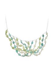 Sterling Silver Chain and Freshwater Cultured Pearl Bib Necklace, 16+3"