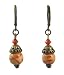 Earrings - E378 - Hand Painted Wood Bead and Swarovski (tm) Crystal Beads - Antique Gold Tone