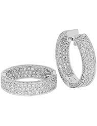 Diamond Earrings - Pave Diamond Inside/Outside Hoop Earrings in 18k White Gold