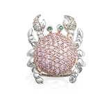 Sterling Silver Cubic Zirconia Pink Crab Ring by Cheline
