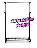 Heavy Duty Garment Rack Rolling Retail Portable Display Adjustable Height with Shoe Shelf & Wheels
