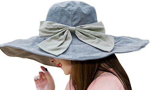 Womens Large Bowknot Wide Brim Beach Sun Hat