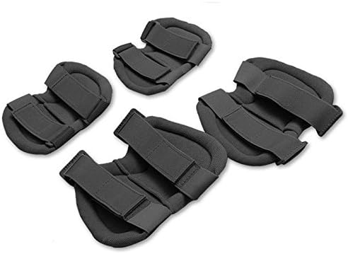 Kairuide Adult Durable Tactical Knee And Elbow Protector Pads Set Five Color-Black Color