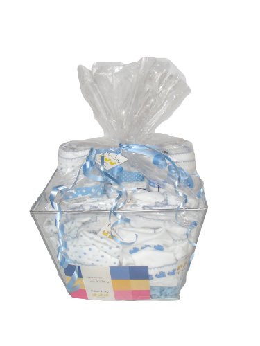 Noa Lily Extra Large Layette Gift Basket, Blue Dot, 6 Months