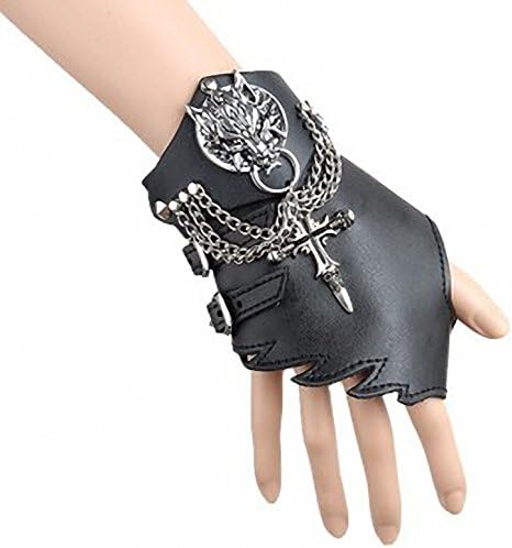 The Man Wolf Totem Punk Leather Bracelet Bracelet Cross Leather Gloves Wolf Beast