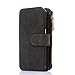 Galaxy Note 7 Case, Note 7 Case, CaseUp 12 Card Slot Series - [Zipper Cash Storage] Premium Flip PU Leather Wallet Case Cover With Detachable Magnetic Hard Case For Samsung Galaxy Note 7, Black