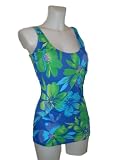 Womens MW Fauxkini One Piece Tankini Longer Swimsuit - Swimwear - Bright prints - Size 8-18 Regular and Plus Size