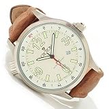 Croton Mens Flyer Dual Time Swiss Quartz Leather Strap Date Watch CA301199BRIV