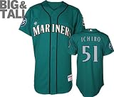Ichiro Suzuki Jersey: Big & Tall Majestic Alternate Green Authentic Seattle Mariners Jersey with 35th Anniversary Patch