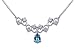 Unique 2.25 carats total weight Pear Shape London Blue Topaz & White CZ Gemstone Necklace in Sterling Silver