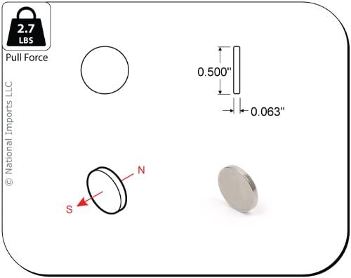 Magcraft NSN0640 1/2-Inch by 1/16-Inch Rare Earth Disc Magnets, 24-Count