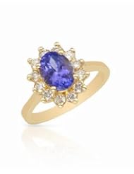 14K Yellow Gold Tanzanite and Diamond Ring -- LIFETIME WARRANTY