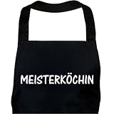 Sch�rze MEISTERK�CHIN schwarz, Kochsch�rze, Latzsch�rze, Grillsch�rze, K�chensch�rze