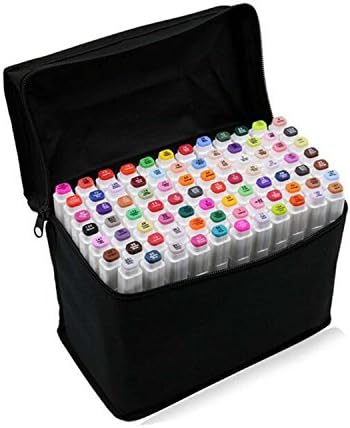 Camile Art Painter Dual Tip Twin Professional Alcohol Oily Marker Pen,Non-toxic General Sketch Mark Pen Set 80 Colors,With A Free Pencil Bag