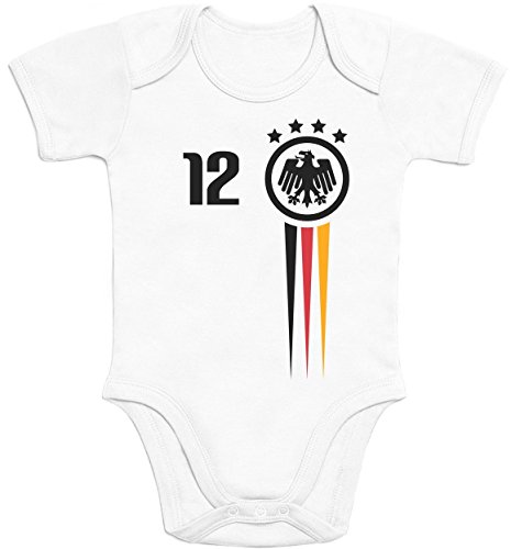 Fussball EM 2016 Deutschland Nationalmannschaft Baby Body Kurzarm-Body 6 – 12 months Weiß