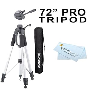 Professional 72" TRIPOD FOR Canon Vixia HF G10 HF S30 HF M41 HF M40 HF M400 HR 21 HF 20 HF R200 HF M52 HF M50 HF M500 HF R32 HF R30 HF R300 HD Camcorder + ButterflyPhoto MicroFiber Cleaning Cloth