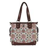 Fleurville Lexie Tote, Pink/Brown/Blue