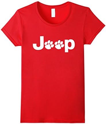 Women's Funny Tshirt - Jeep Dog Small Red