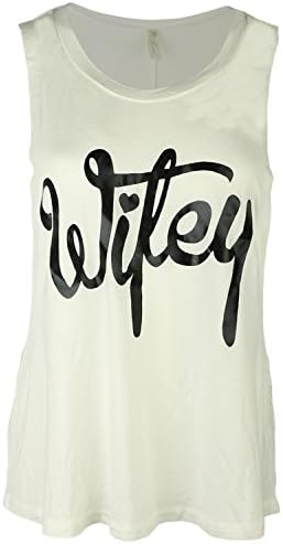 Women's Funny Latter Boxy Flowy Tank Top Shirts - Ivory, Large