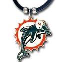 Miami Dolphins Logo Pendant w/Rubber Cord - NFL Football Fan Shop Sports Team Merchandise
