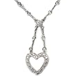 Sterling Silver CZ Necklaces - Heart - Chain: 17"/ Height: 48mm