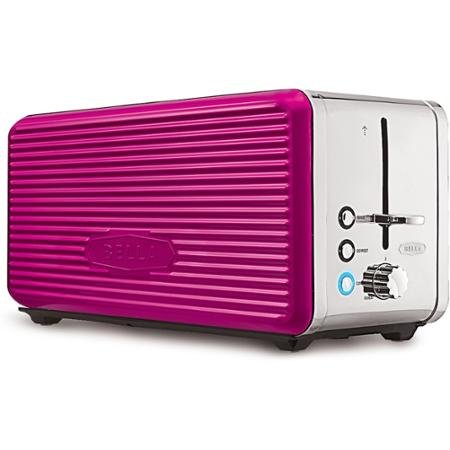 PINK Bella Linea Collection 4-Slice Toaster Made of Durable Metal and Features Extra-wide Slots with Self-Centering Guides and a High-Lift Lever, Anti-jam with auto shut-off, Metallic Painted Side Panels