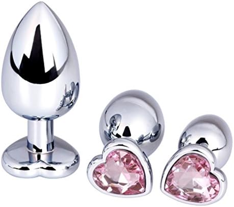 JiaDang 3pcs colorful Heart Jeweled Lovely Sexy Anal Plug (pink)