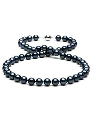 Black Akoya Pearl Necklace: 7.0-7.5mm, 18" AA+