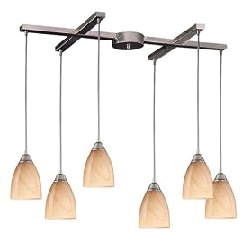 Pierra - 6 Light Kitchen Island Pendant Track Lighting Fixture - Brushed Nickel - Amber -... by Elk