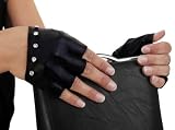 Cluty Damen Leder Handschuhe ohne Finger (schwarz, M)