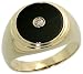 14k Gold Men\'s Ring, w/ Black Onyx Stone & 0.06 Carat Brilliant Cut Diamond, 5/8 in. (15mm) wide