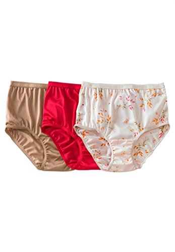 Comfort Choice Women's Plus Size 3-Pack Nylon Print Brief