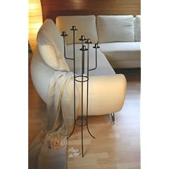 Boden-Kerzenst�nder 6-flammig aus Metall schwarz H 108 cm