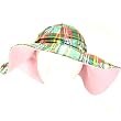 New Cotton Plaid Madras Floppy Beach Hat Green Reverse Pink