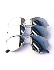 UB Mirror Lens Aviator 3-Pack w  Drawstring Sunglass Pouches by Urban Boundaries Eyewear