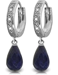 14k White Gold Diamond Earrings with Sapphires