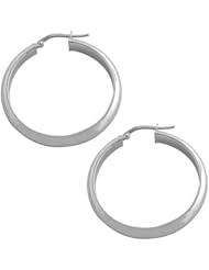 14 Karat White Gold Polished Hoop Earrings (30 mm)