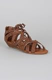 Bamboo Denisa-85 Reptile Print Cut-Out Criss Cross Gladiator Sandal - Chestnut Snake PU
